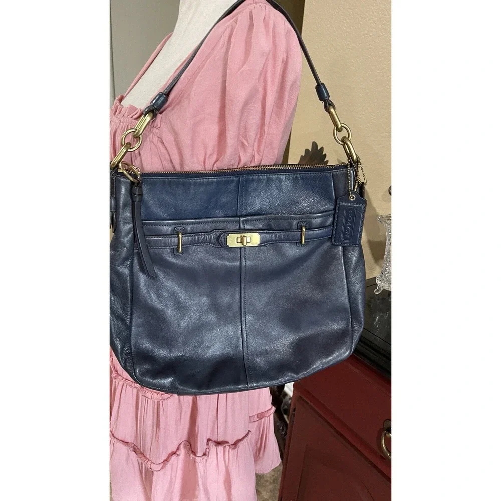 Coach Chelsea Ashlyn Navy Leather Slouchy Hobo Shoulder Bag Y2K Boho